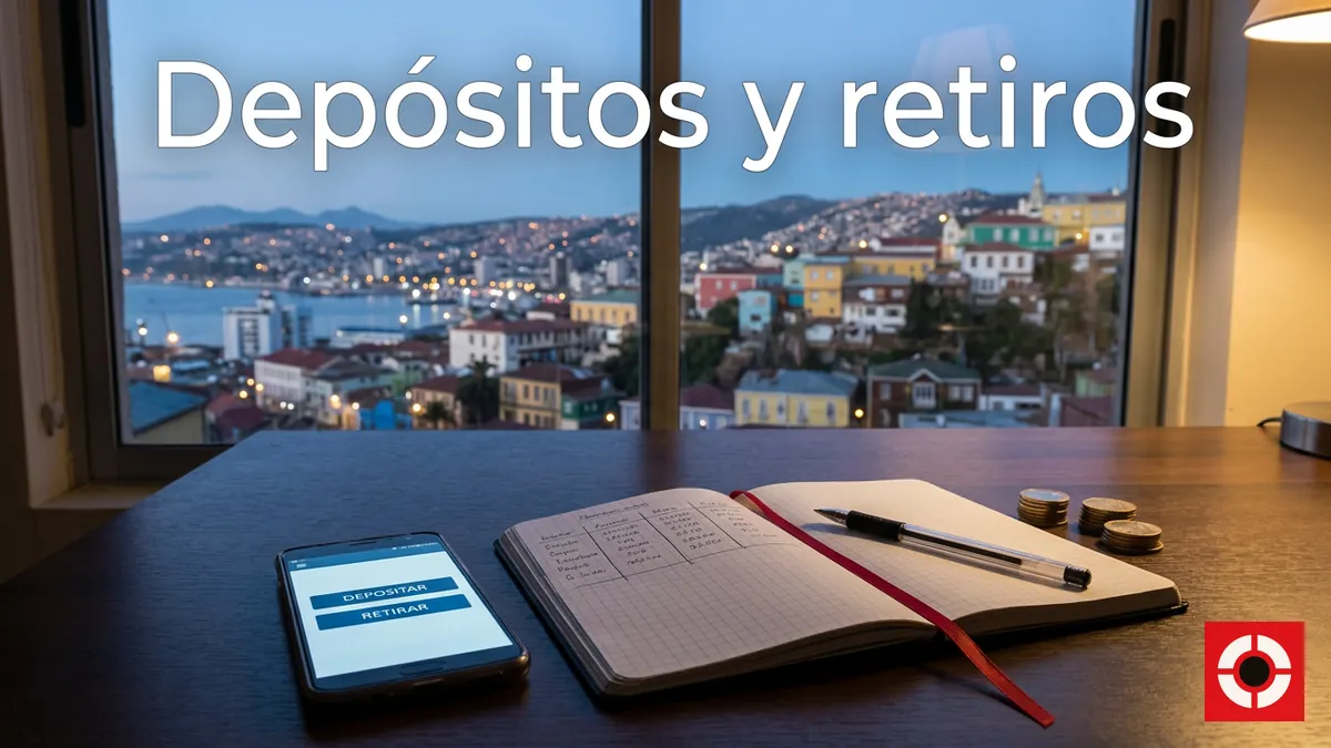 Supermatch Chile: escritorio tranquilo con teléfono y libreta sobre depósitos y retiros